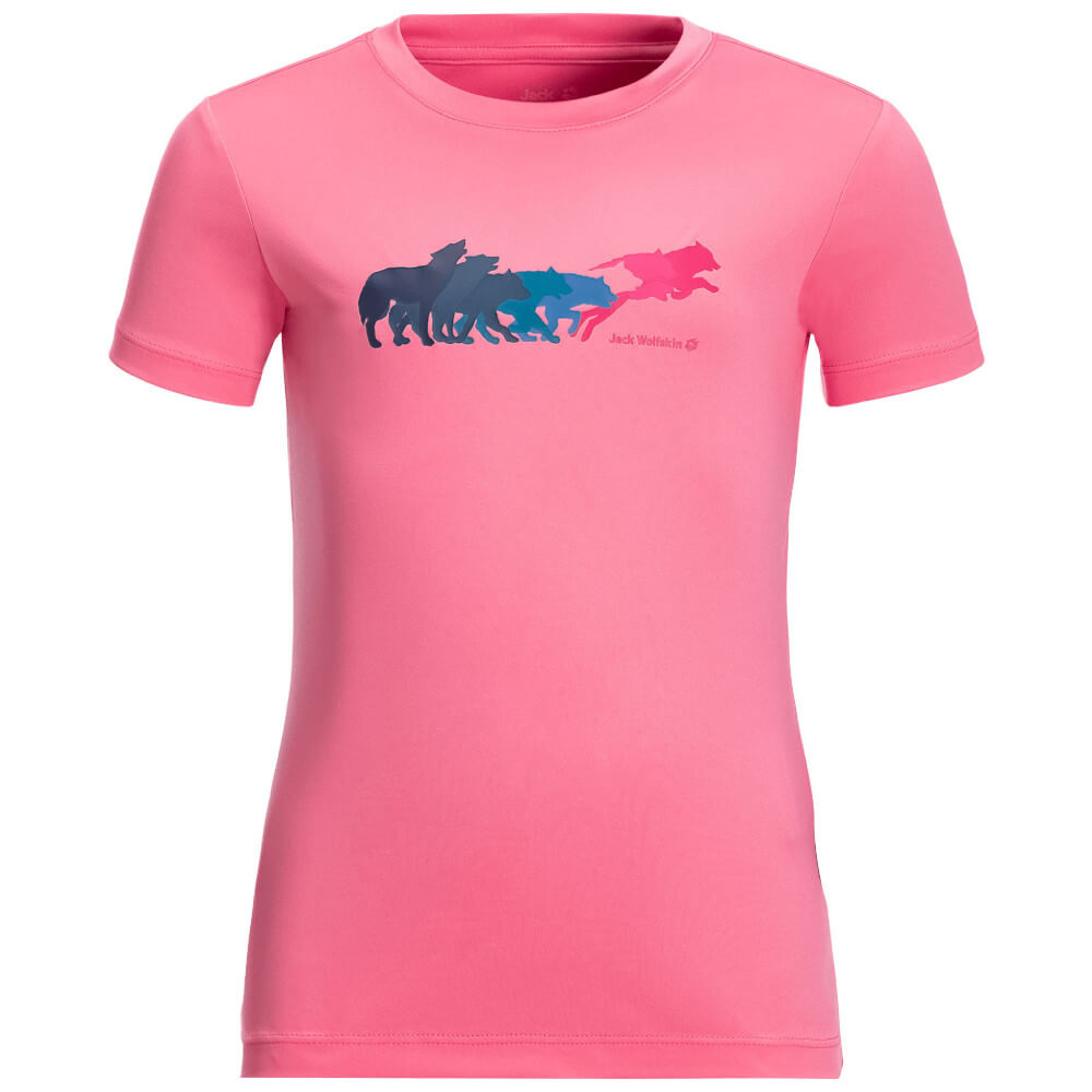 Jack Wolfskin Jumping Wolf Kids T-shirt, Pink Lemonade