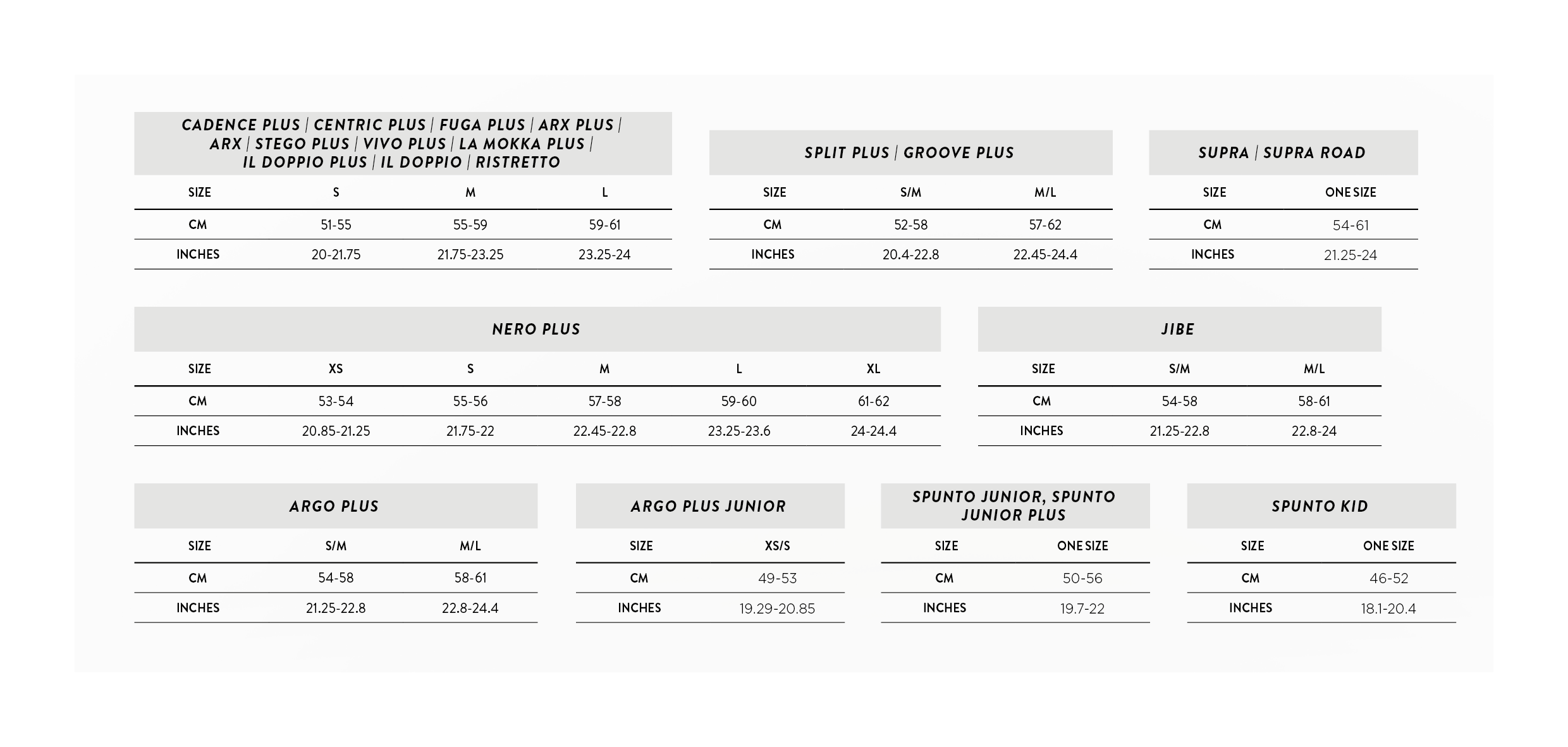 Scott Helmet Size Chart