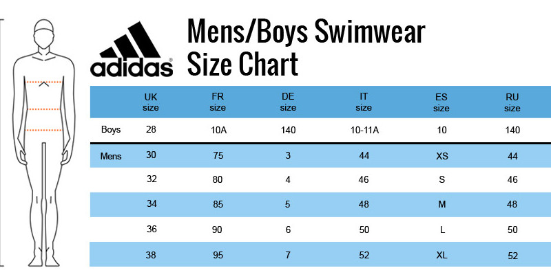 adidas men's swimwear size chart