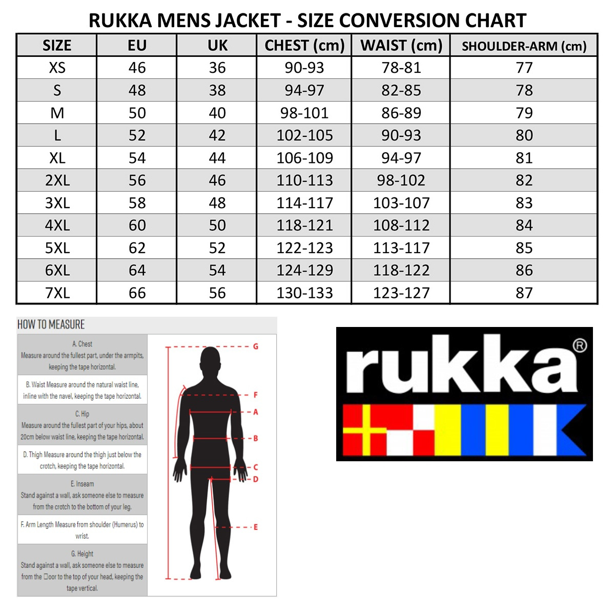 Rukka Size Chart